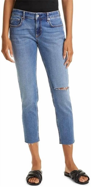 chelsea dre slim boyfriend cropped jeans in blue denim