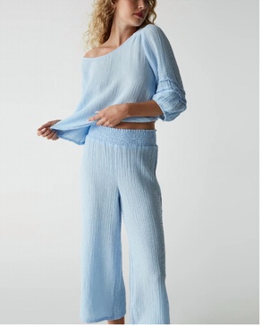 medina cropped gauze pant in water