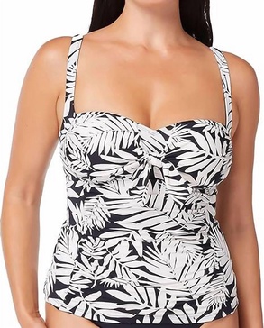 urban oasis tie front over the shoulder tankini top in black