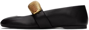 Black Bubble Bracelet Leather Ballerina Flats