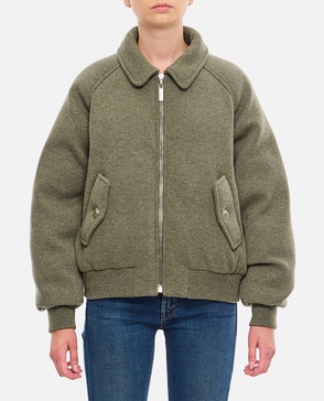 Padded Bomber Jacket In Green Cashmere