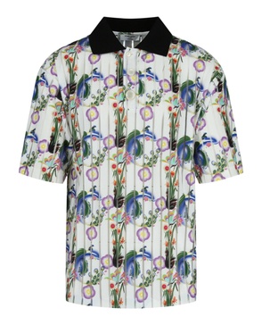 peacock graphic polo shirt