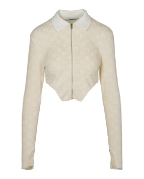 monogram jacquard cropped jacket