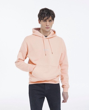 pink cotton hoodie with logo on the chest