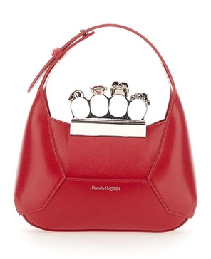 Alexander McQueen Four-Ring Detailed Logo Embossed Mini Tote Bag