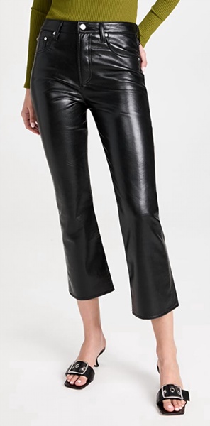 isola cropped boot pant in black leather