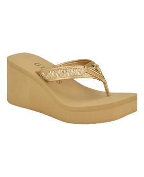 Women's Demmey Logo Thong Square Toe Wedge Sandals