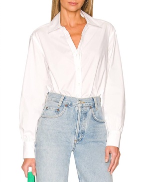 skyler ls tie back buttondown shirt in white