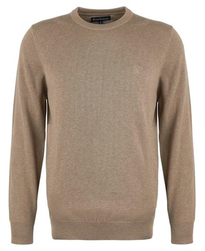 Barbour Pima Cotton Crew Neck Jumper Tan Brown