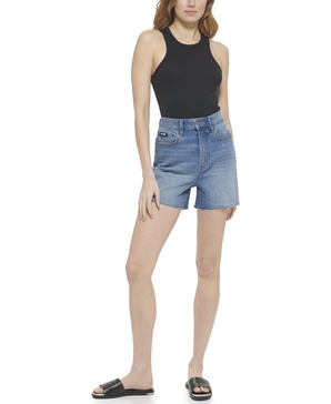 DKNY Women's High Waist Straight Denim Shorts