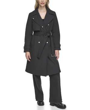 Andrew Marc Women's Transitional Water Resistant Trench with Button Off Hood