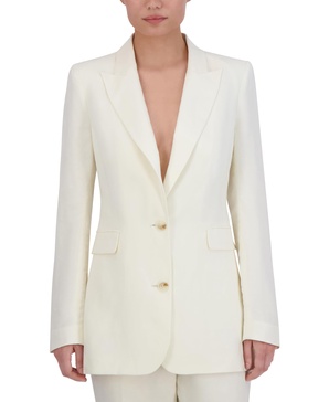 BCBGMAXAZRIA Women's Long Sleeve V Neck Single Breasted Blazer Jacket, Gardenia