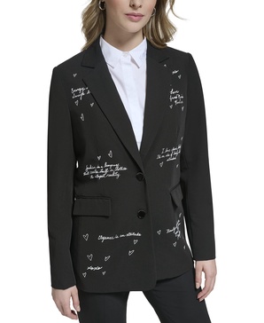 KARL LAGERFELD Women's Fitted Blazer with Script Detail