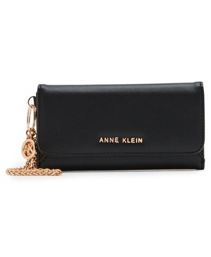 Anne Klein Women's AK EW Flap Wristlet with Branded Charms, Black, X-Small