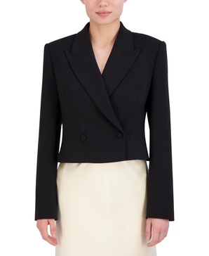 BCBGMAXAZRIA Women's Long Sleeve V Neck Cropped Blazer