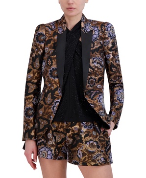 BCBGMAXAZRIA Women's Tall Size Long Sleeve V Neck Printed Blazer Jacket