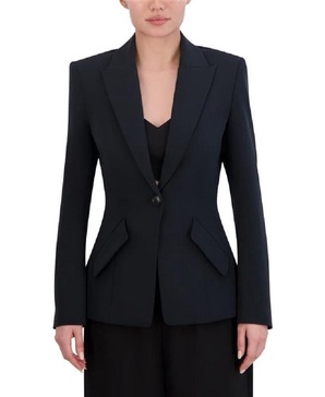 BCBGMAXAZRIA Women's Long Sleeve V Neck Slim Fit Blazer Jacket