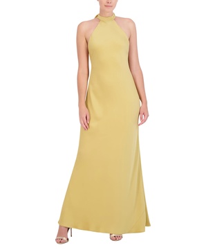 BCBGMAXAZRIA Women's Sleeveless Halter Neck Long Evening Dress