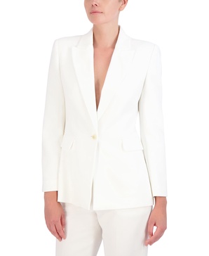 BCBGMAXAZRIA Women's V Neck Long Sleeve Straight Fit Blazer with Front Button Closure