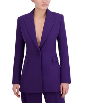 BCBGMAXAZRIA Women's Long Sleeve V Neck Single Breasted Blazer Jacket