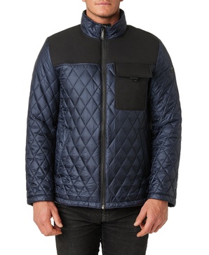 Vince Camuto Men's Quilted Mix Media Jacket