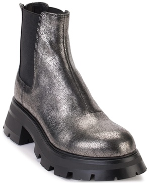 DKNY Women's Smooth Metallic Leather Boot Combat