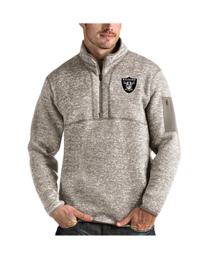 Men's Oatmeal Las Vegas Raiders Fortune Quarter-Zip Pullover Jacket