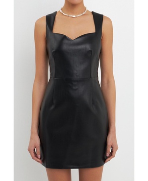 Women's Sweetheart Leather Mini Dress