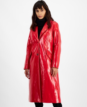 Women's Patent Snap-Front Trench Coat, Created for Macy's 