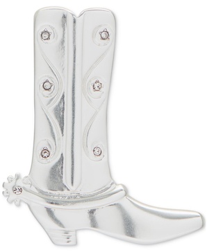 Silver-Tone Pavé-Accented Cowboy Boot Pin