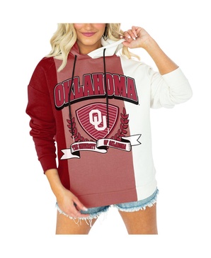 Women's Crimson Oklahoma Sooners Hall of Fame Colorblock Pullover Hoodie