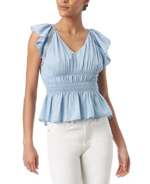 Women's Nyra Cotton Flutter-Sleeve Blouse