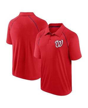 Men's Red Washington Nationals Strong Alone Raglan Polo