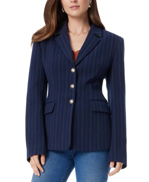 Women's Pinstripe Cinched-Waist Blazer