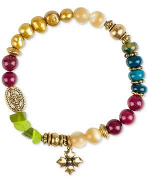 Gold-Tone Mixed Bead Stretch Bracelet