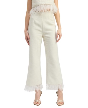 Women's Arden High-Rise Feather-Trim Pants