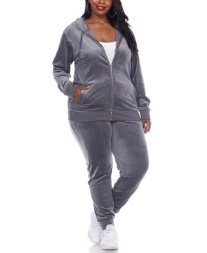 Plus Size Velour Tracksuit Loungewear 2pc Set