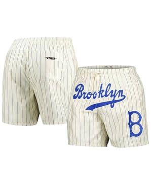 Men's Cream Brooklyn Dodgers Cooperstown Collection Pinstripe Retro Classic Woven Shorts