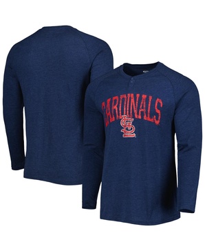 Men's Heather Navy St. Louis Cardinals Inertia Raglan Long Sleeve Henley T-shirt