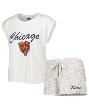 Women's White, Cream Chicago Bears Montana Knit T-shirt and Shorts Sleep Set