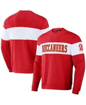 Men's NFL x Darius Rucker Collection by Red Distressed Tampa Bay Buccaneers Team Color and White Pullover Sweatshirt