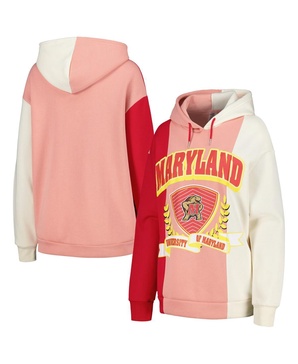 Women's Red Maryland Terrapins Hall of Fame Colorblock Pullover Hoodie