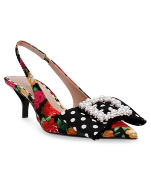 Birdie Floral Slingback Bow Pumps