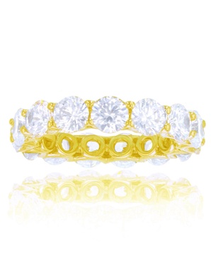 White Cubic Zirconia Eternity Band in 14k Yellow Gold Plated Sterling Silver