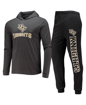 Men's Black, Heather Charcoal UCF Knights Meter Long Sleeve Hoodie T-shirt and Jogger Pajama Set