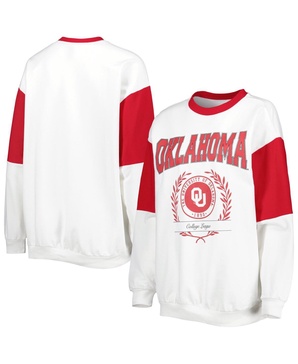 Women's White Oklahoma Sooners It's A Vibe Dolman Pullover Sweatshirt