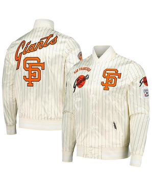 Men's Cream San Francisco Giants Cooperstown Collection Pinstripe Retro Classic Satin Full-Snap Jacket