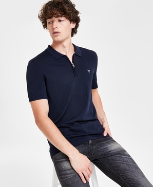 Men's Dane Solid Quarter-Zip Tech Polo Shirt 