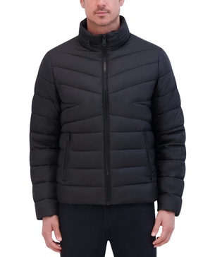 Men's Quilted Lightweight Hooded Zip-Front Puffer Jacket