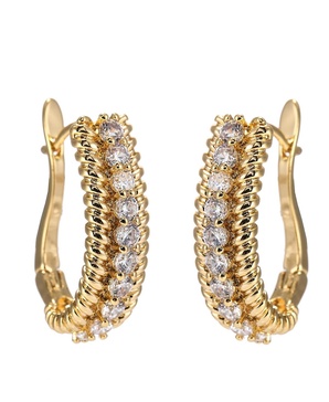 Gold-Tone Ribbed Huggie Earrings